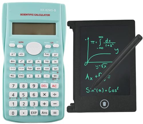 KK-82MS-B/KK-82MS-D Portable Engineering Scientific Calculator with 4.4 Inch LCD Erasable Writing Tablet, Professional Portable Calculator Notepad for Office,School(Green)