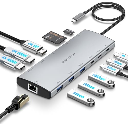 RSHTECH 12 in 1 USB C Hub mit 2 HDMI und Display, RSH-T12HD