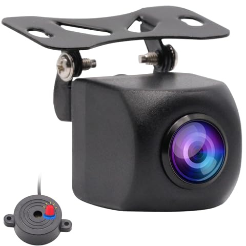 OBEST Cámara Marcha Atrás Coche 1080P AHD, Camara Trasera Coche Visión Nocturna con Reconocimiento Obstáculo Alarma Sonido, IP68 Impermeable Camara Aparcamiento Metal Gran Angular 145 Universal 12V