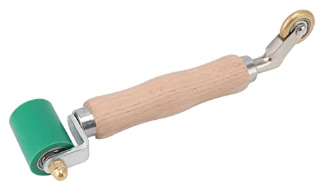 Rouleau de Couture Manuel, Rouleau de Pression de Tension, Rouleau en Silicone de 40 mm, Poignée en Bois de 23 cm pour Soudage PVC TPO pour Roofing PVC TPO Outil de Soudage et Couture Adhésive (Vert)