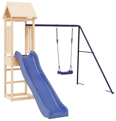 Tour de jeu en pin massif - Jouet d'extérieur robuste pour enfants - Appareil de jeu de jardin durable avec toboggan et mur d'escalade - Idéal pour le jardin, le parc ou l'arrière-cour