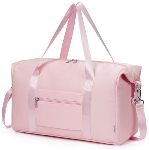 Narwey Easyjet Handgepäck 45x36x20 Reisetasche Handgepäck Tasche Faltbare Klein Reisetasche Sporttasche Damen Weekender Damen Herren 25L (Rosa)