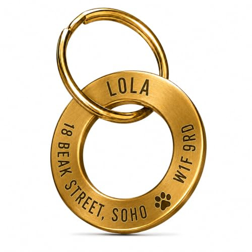 Charmify Personalised Pet ID Tag for Dog&Cat Engraved UK Prime (Brass, S)