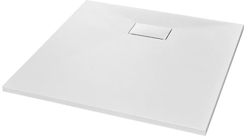 Plato de ducha de SMC 80 x 80 cm, color blanco, plato de ducha de alta calidad para cabinas de ducha y puertas – duradero, fácil de limpiar y antideslizante, ideal para baños modernos