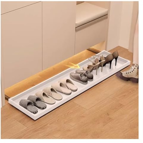 Cajones expandibles para almacenamiento de zapatos debajo de la cama, organizador de zapatos blanco, estante deslizante para entrada y parte inferior del armario (56 x 56 cm)