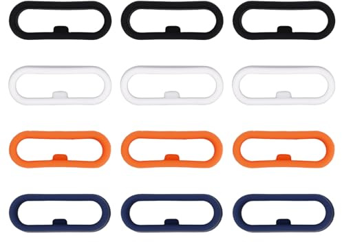 Tinoaly 12 Pièces Anneaux Bracelet en Silicone Compatibles avec Magic Band+ & 2.0 et Plus, Boucle Fixatrice Support Sécurisé Protecteurs Accessoires Clips pour Magic Band+ & 2.0 et Plus (4 Couleurs)