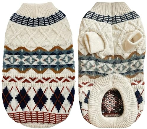 TYXHXTF Jersey Perro Pequeño, Ropa Perro Pequeño Tejido A Punto, Ropa para Perros Pequeños Jersey para Perros Pequeños, Ropade Invierno de Estilo étnico, Sudadera Térmica Ultra Suave y Cálida