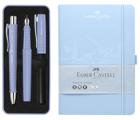 Faber-Castell 205284 - Set d'écriture Poly avec stylo à bille XB, stylo plume B et carnet - DIN A5, 194 pages, 100 g/m²