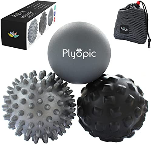 Plyopic Massagebälle Set – Für Selbstmassage, Fuß-Massage & Triggerpunkt-Therapie - Inkl. Faszienball mit Noppen, Spike Igelball & Lacrosse Massageball - Für Ihren Rücken, Foot, Beine & Nacken