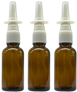 Avancerad stigande bärnstensglas 30 ml nässpray! EMPTY, påfyllningsbar, resestorlek, kvalitetsglas för saltlösningen! 3-pack