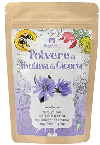 Erbavoglio Polvere di Inulina di Cicoria - 200 g - Alimento convenzionale - Fibra prebiotica naturale, ideale per migliorare la digestione e favorire il benessere intestinale.