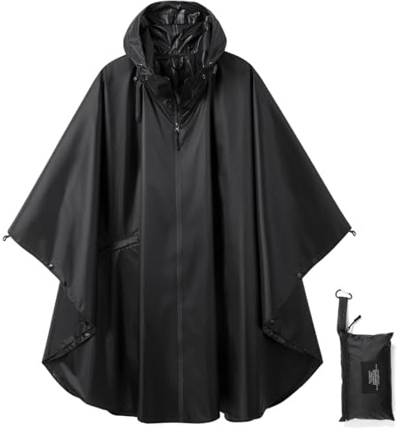 salamra Rain Poncho Jacket Coat Hooded Zipper Style for Women/Men/Adult with Pocket