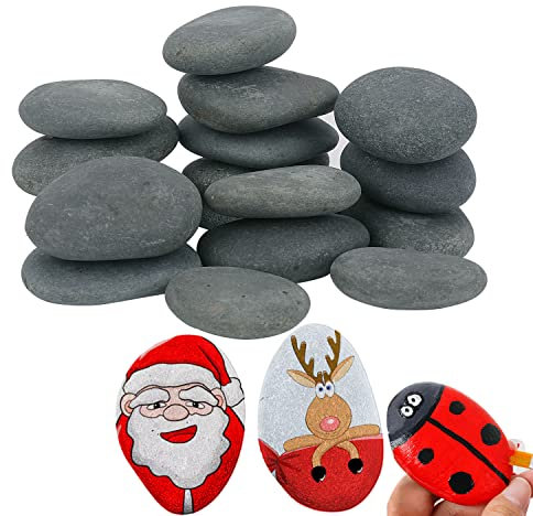 Hisredsun 16 Pcs Painting Rock,pebbles for Arts and Craft Painting,Smooth Large Pebbles for painting,Natural river Stone 5-8cm