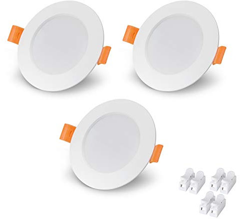 VTERLY LED Einbauleuchten, 3 Stück 6W Deckenleuchte Einbaustrahler, 6500K Kaltweiß, 430LM, AC 230V, Nicht Dimmbar, SMD Technik Deckenspots, Einbauspots Deckeneinbauleuchte, Einbaudurchmesser φ75mm