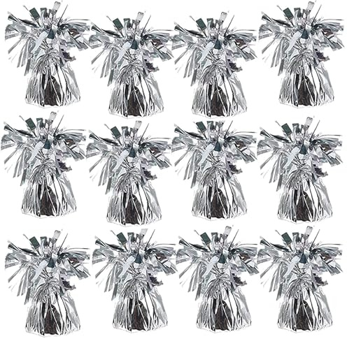 Metallic Balloon Weights, Birthday Party Favors, Novelty and Gag Gifts, 5.5 Inches, 12-Pack (Silver)