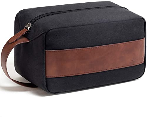 Vorspack Trousse de toilette pour homme – Sac de voyage résistant à l'eau pour articles de toilette, trousse d'hygiène légère pour salle de bain, essentiels de voyage, cadeaux, noir, Medium, Classique
