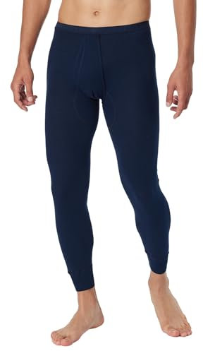 Schiesser Herren Lange Unterhose Mit Eingriff - Original Feinripp Unterwäsche, Navy_005135, L EU