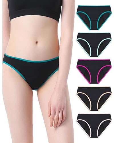 Neione Donna Mutande Mestruali Slip Ciclo Mestruale Assorbenti Post Parto Mutandine Brasiliana Taglie Forti Pacco da 5 Nero 4XL