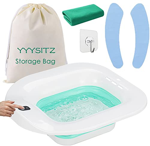 YYYSITZ Electric Sitz Bath, Sitz Bath for Hemorrhoids, Sitz Bath for Postpartum Care, Toilet Seat Bowl for Women Men, Sits Bath Soak Tub, Sitz Baths Salts Pan, Butt Bath Basin, Portable, Green
