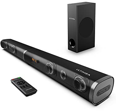 ULTIMEA 190W Soundbar per TV con Subwoofer da 5,25, Bassi Potenziati, Barra Sonora 2.1 Canali, 6 Modalità EQ, Bluetooth Sound Bar per TV, Ingresso ARC, Ottico, AUX, USB, Suono Cinematografico