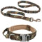 ALLSOPETS Taktisches Hundehalsband mit Leine – Verstellbares Militär-Hundehalsband mit Griff und Metallschnalle, Ideal für mittlere und große Hunde, Training & Outdoor (Tarnfarbe, XL)