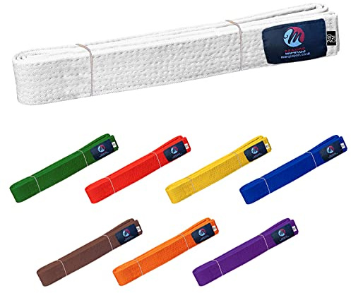 Karate Belt Multiple Colors Martial Arts Taekwondo Sports Belt Judo Karate Belt (260cm, White (Pack of 1))