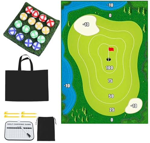 Golf Game Set - Golf Chipping Game Indoor Outdoor Golf Training Aids for Adults Family Kids Golf Mat Balls Practice for Garden