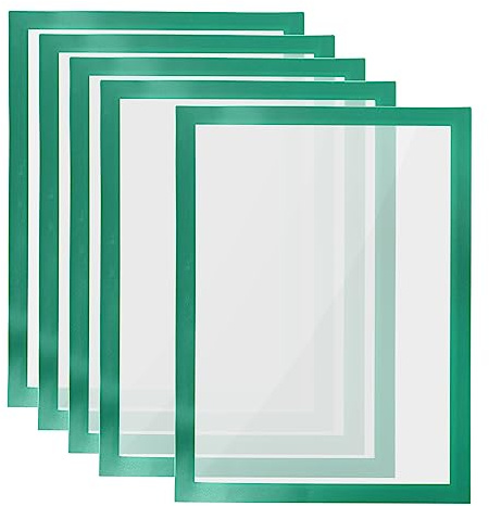 PATIKIL A4 Magnetic Sign Holder, 5Pcs A4 Magnetic Display Frame Self Adhesive Reusable Picture Photo Frame Double Sided for Refrigerator White Board Window Wall,Green