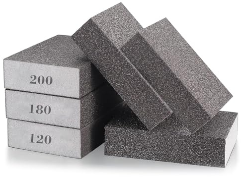 Schleifschwämme, 6 Stück Schleifschwamm Set, 6 Verschiedene Schleifschwamm, Weiches Schleifblock Nass und Trocken Schleifschwämme für Holz Metall Wandschaum Trockenbau