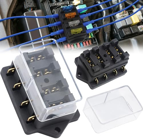 Porte Fusible 12v à 4 Voies: 2 Pièces Boite a Fusible 12V avec 4 Fusibles 5 A/10 A/15 A/20 A pour DC 12 V/24 V Voiture Bateau Camion VAN SUV Véhicule Marin