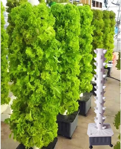 15 Étages 45 Trous Ensemble Tour Hydroponique, Système de Culture aquaponique, Système de Culture hydroponique Verticale, Vertical Farming Aeroponic Tower Equipment, with Hydrating Pump, Timer