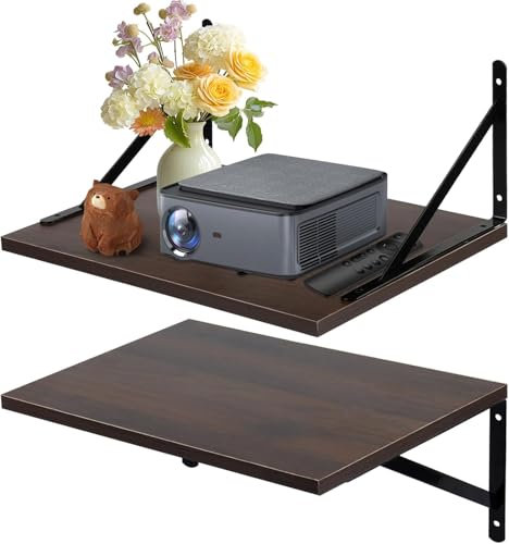 Wensdr 2 Pcs Projector Wall Mount Shelf, Projector Floating Holder, Rack Holder for Wall, Modem Shelf//Cable Box/Router Storage Stand, Router Modem Cable Box Stand Black