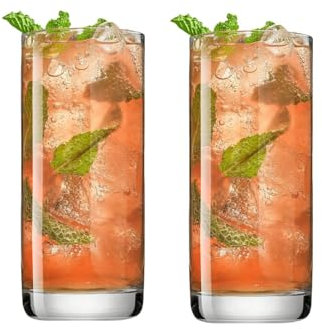 Vasos Highball, vasos de té helado de cristal transparente, vasos, vasos para bebidas frías, cerveza, cócteles, jugo para el hogar, bar, 12 onzas