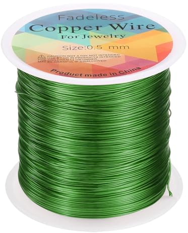 sourcing map Artistic Wire 203ft Length 24 Gauge Copper Craft Jewelry Wrapping Wire Tarnish Resistant Beading for Jewelry Making Supplies Crafting, Green