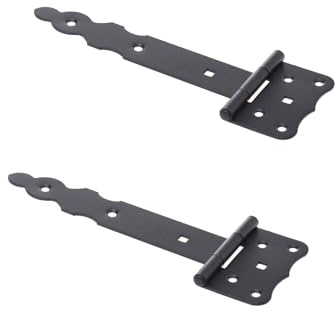 Aqbau® Set di 2 ganci a croce, cerniera per porta esterna, cerniere per porta da giardino, porte in legno (verniciato a polvere), 250 mm