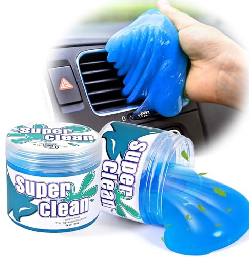 Confezione da 2 gel per la pulizia dell'auto, strumenti di pulizia per auto, universale, profumato per interni, riutilizzabile, per rimuovere la polvere dalle fessure della tastiera, per sfiato auto