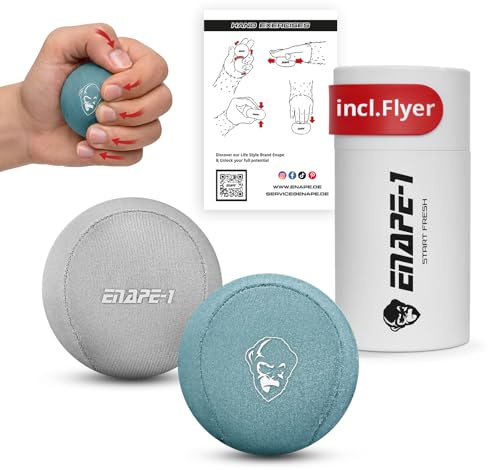 ENAPE Juego de 2 pelotas antiestrés para adultos, con 2 resistencias para aliviar el estrés, entrenamiento de dedos y fuerza de agarre, ideal para la oficina y el hogar (verde y gris)