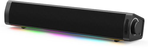 ADELGO PC Lautsprecher USB, Soundbar Lautsprecher USB-betrieben Typ C, Portable Computer Boxen mit RGB für Desktop, Monitor, Laptop, Plug and Play - Schwarz