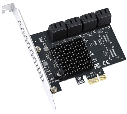 ELUTENG PCIe till SATA-kort 8 portar, 6 Gbps SATA 3.0 kontrollkort PCI Express X1 för stationär PC stöder SSD HDD, Boot as System hårddisk