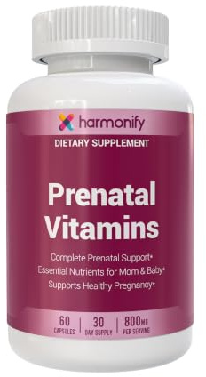 HARMONIFY Prenatal Vitamins – Daily Prenatal Supplement for Women – Essential Nutrients for Mom & Baby – 60 Capsules – 30 Day Supply