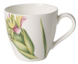 Villeroy & Boch Malindi Mokka-/Espressotasse, Geschirr aus edlem Premium Bone Porcelain in grün und rot, 100 ml Mokka-/Espressotasse, Porzellan, Weiß, cm, 17 x 17 x 8 cm, 1 Einheiten