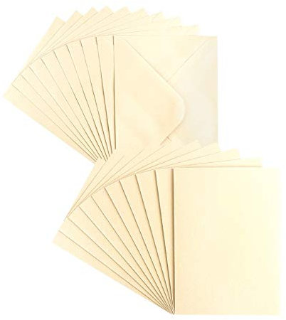Ideen mit Herz Grußkarten-Set | Perlmutt-Veredelung | 10 Karten ca. 250 g/m² + 10 Umschläge ca. 120 g/m² | In Creme | 11,5 cm x 16,5 cm (B6)