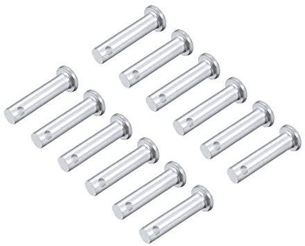 sourcing map 12 Stück Steckbolzen Einloch Flachkopf Gabelkopfstifte Gabelbolzen,6mm X 20mm Splintstift Verzinkung Massiver Stahl Lochbolzen