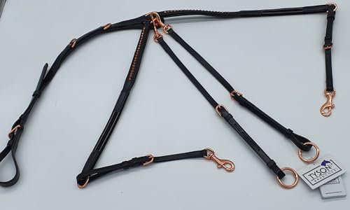 Tysons Breeches Vorderzeug Deister Schwarz Rosegold Roségold Super BUTTERWEICHES Leder VB WB X Full (Pony)