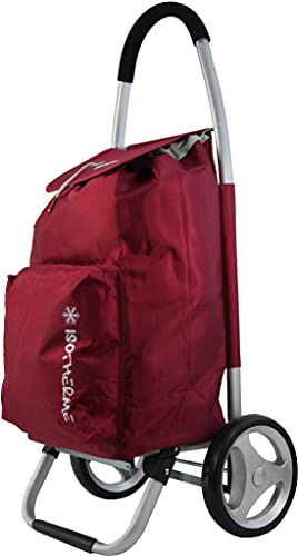 Chariot de Course Cabat marché Poussette marché Pliable et Diable Caddie Panier Montant METZELDER Ever K Chassis Aluminium Garantie 1 an (Rouge/Bordeau/Red, 102x46x38cm / 2kg / 54L)