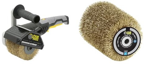 Fartools REX 120 Schleifmaschine für Außenrenovierungen, 1300 W, Schwarz, Norme & Bürste mit Messingdraht, Gelb