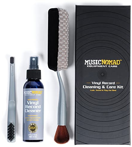 MusicNomad Next Level Vinyl Record Cleaning & Care Kit - 6 'n 1 Includes Large 120ml Cleaner Solution, Clean/Dry/Dust Brush, Stylus Cleaner Brush, Premium Pad Cleaner & Storage Box (MN890)