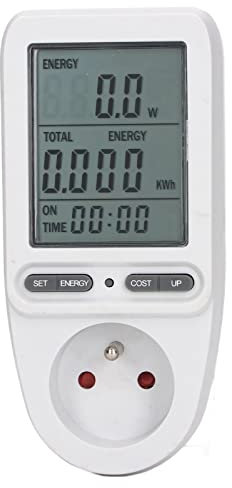 Telituny Wattmetre Prise, Compteur électrique Numérique prise mobile, Prises France, Energiekosten-Messgerät avec écran LCD, prise electrique pour Économie d'Energies, pour la maison et le bureau