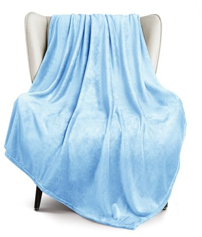 Exclusivo Mezcla Soft Large Fleece Throw Blanket for Sofa, Ice Blue | 127x178 CM, Double-Sided Brushed Flannel Blanket, Lightweight Plush Cozy Sofa Throw for Living Room, Machine Washable