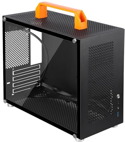 mATX Case (Micro ATX,Mini ITX) Mini Tower Gaming PC Case with Handle, SFF Small Computer Chassis 1.2mm Thickness Steels Material Fits MicroATX(9.6″ x 9.6″) and Mini ITX(6.7″ x 6.7″) Motherboards